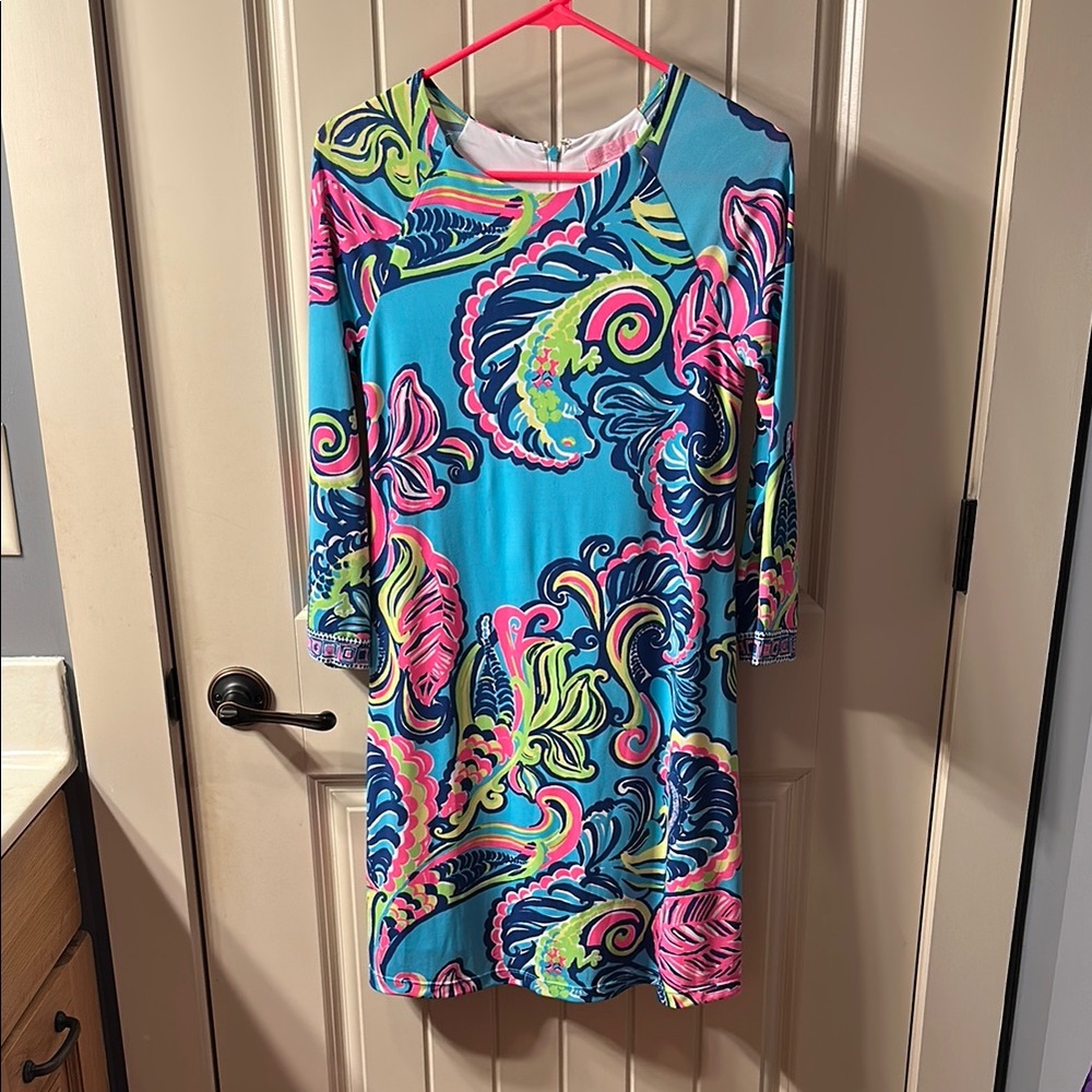 Lilly Pulitzer Blue Sheath Dress with Dolman Sleeves